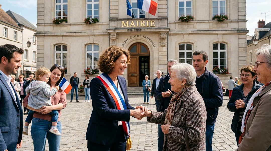 Maire devant sa mairie